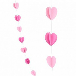 Гирлянда 2,1 м "Сердца Микс" розовый и нежно-розовый